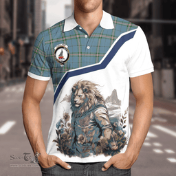 Scottish Clelland Clan Badge Tartan Warrior Lion Polo Shirt - Tartan Plaid Polo Shirt Scottish Plaid Tartan Plaid - ScotsTee - scotstee.com