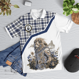 Scottish Hannay Clan Badge Tartan Warrior Lion Polo Shirt - Tartan Plaid Polo Shirt Scottish Plaid Tartan Plaid - ScotsTee - scotstee.com