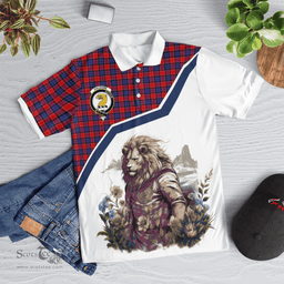 Scottish Haldane Clan Badge Tartan Warrior Lion Polo Shirt - Tartan Plaid Polo Shirt Scottish Plaid Tartan Plaid - ScotsTee - scotstee.com