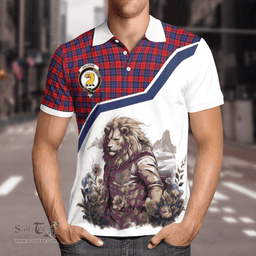 Scottish Haldane Clan Badge Tartan Warrior Lion Polo Shirt - Tartan Plaid Polo Shirt Scottish Plaid Tartan Plaid - ScotsTee - scotstee.com