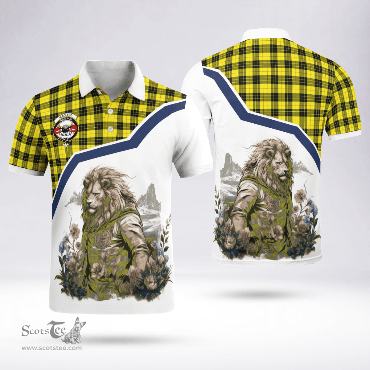 Scottish Macleod Of Lewis Clan Badge Tartan Warrior Lion Polo Shirt - Tartan Plaid Polo Shirt Scottish Plaid Tartan Plaid - ScotsTee - scotstee.com