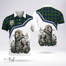 Scottish Dundas Clan Badge Tartan Warrior Lion Polo Shirt - Tartan Plaid Polo Shirt Scottish Plaid Tartan Plaid - ScotsTee - scotstee.com