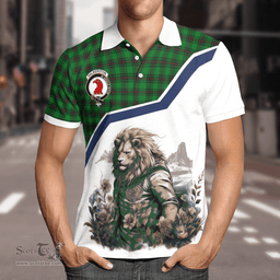 Scottish Halkerston Clan Badge Tartan Warrior Lion Polo Shirt - Tartan Plaid Polo Shirt Scottish Plaid Tartan Plaid - ScotsTee - scotstee.com