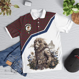 Scottish Fotheringham Clan Badge Tartan Warrior Lion Polo Shirt - Tartan Plaid Polo Shirt Scottish Plaid Tartan Plaid - ScotsTee - scotstee.com