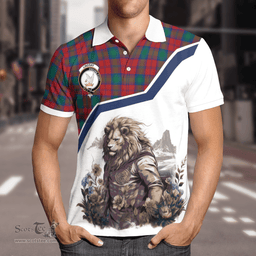 Scottish Lindsay Clan Badge Tartan Warrior Lion Polo Shirt - Tartan Plaid Polo Shirt Scottish Plaid Tartan Plaid - ScotsTee - scotstee.com