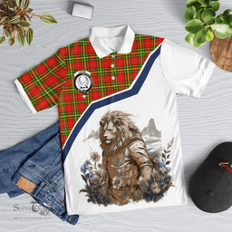 Scottish Leask Clan Badge Tartan Warrior Lion Polo Shirt - Tartan Plaid Polo Shirt Scottish Plaid Tartan Plaid - ScotsTee - scotstee.com