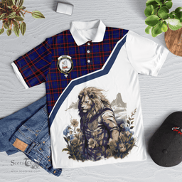 Scottish Home Clan Badge Tartan Warrior Lion Polo Shirt - Tartan Plaid Polo Shirt Scottish Plaid Tartan Plaid - ScotsTee - scotstee.com