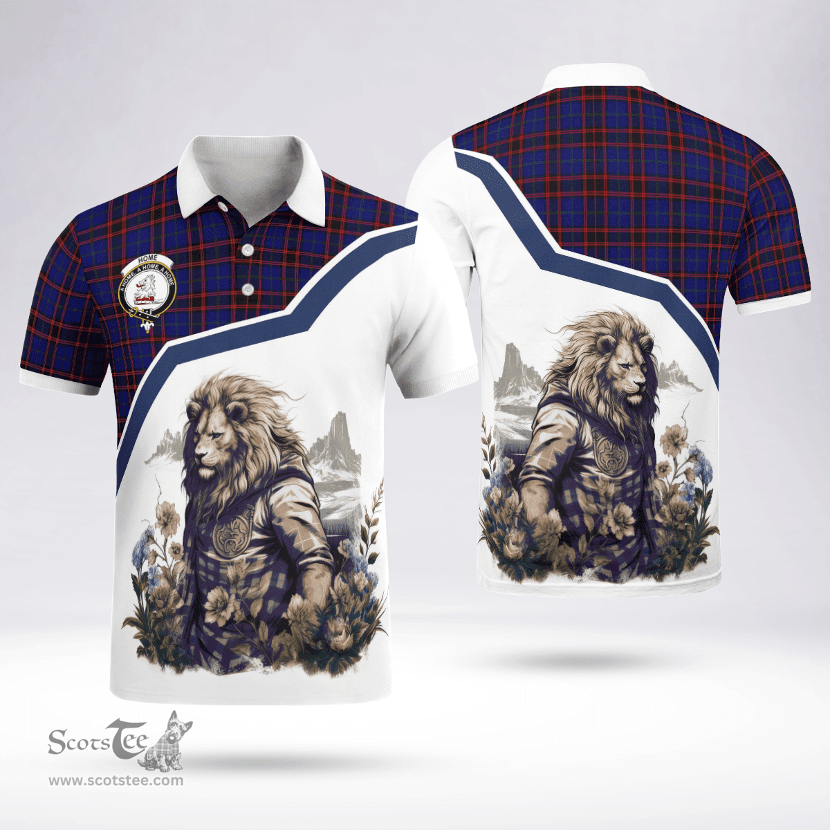 Scottish Home Clan Badge Tartan Warrior Lion Polo Shirt - Tartan Plaid Polo Shirt Scottish Plaid Tartan Plaid - ScotsTee - scotstee.com