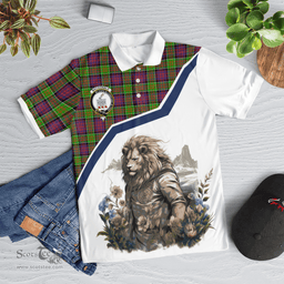 Scottish Macdonald Ranald Clan Badge Tartan Warrior Lion Polo Shirt - Tartan Plaid Polo Shirt Scottish Plaid Tartan Plaid - ScotsTee - scotstee.com