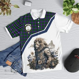 Scottish Hunter Clan Badge Tartan Warrior Lion Polo Shirt - Tartan Plaid Polo Shirt Scottish Plaid Tartan Plaid - ScotsTee - scotstee.com