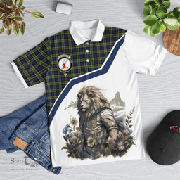 Scottish Colquhoun Clan Badge Tartan Warrior Lion Polo Shirt - Tartan Plaid Polo Shirt Scottish Plaid Tartan Plaid - ScotsTee - scotstee.com