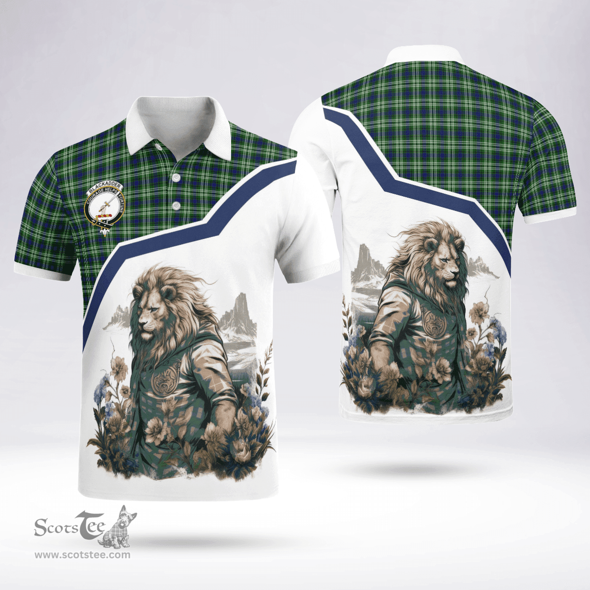 Scottish Blackadder Clan Badge Tartan Warrior Lion Polo Shirt - Tartan Plaid Polo Shirt Scottish Plaid Tartan Plaid - ScotsTee - scotstee.com