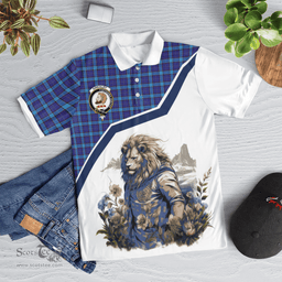 Scottish Kirkaldy Clan Badge Tartan Warrior Lion Polo Shirt - Tartan Plaid Polo Shirt Scottish Plaid Tartan Plaid - ScotsTee - scotstee.com