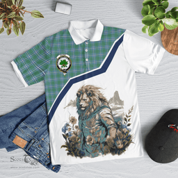 Scottish Irvine Clan Badge Tartan Warrior Lion Polo Shirt - Tartan Plaid Polo Shirt Scottish Plaid Tartan Plaid - ScotsTee - scotstee.com