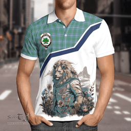 Scottish Irvine Clan Badge Tartan Warrior Lion Polo Shirt - Tartan Plaid Polo Shirt Scottish Plaid Tartan Plaid - ScotsTee - scotstee.com