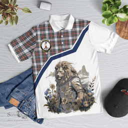 Scottish Dennistoun Clan Badge Tartan Warrior Lion Polo Shirt - Tartan Plaid Polo Shirt Scottish Plaid Tartan Plaid - ScotsTee - scotstee.com