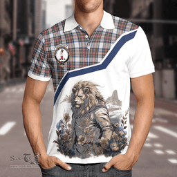 Scottish Dennistoun Clan Badge Tartan Warrior Lion Polo Shirt - Tartan Plaid Polo Shirt Scottish Plaid Tartan Plaid - ScotsTee - scotstee.com
