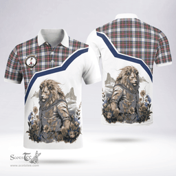 Scottish Dennistoun Clan Badge Tartan Warrior Lion Polo Shirt - Tartan Plaid Polo Shirt Scottish Plaid Tartan Plaid - ScotsTee - scotstee.com