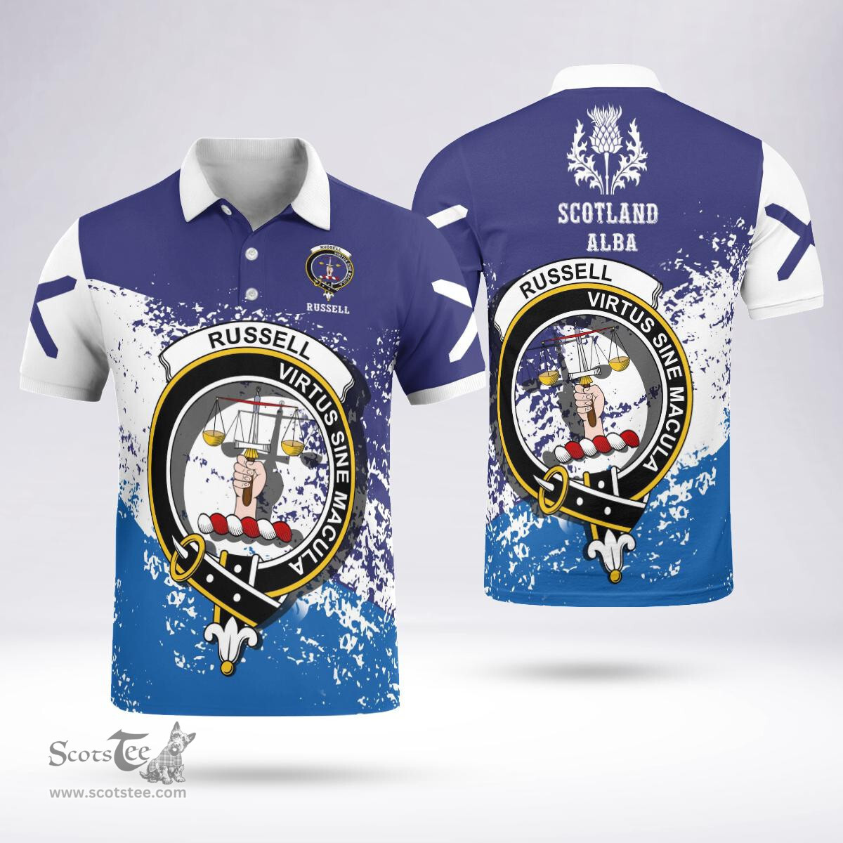 Scottish Russell Clan Crest Scotland Polo Shirt - Tartan Plaid Polo Shirt Scottish Plaid Tartan Plaid - ScotsTee - scotstee.com
