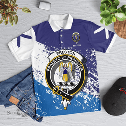 Scottish Preston Clan Crest Scotland Polo Shirt - Tartan Plaid Polo Shirt Scottish Plaid Tartan Plaid - ScotsTee - scotstee.com