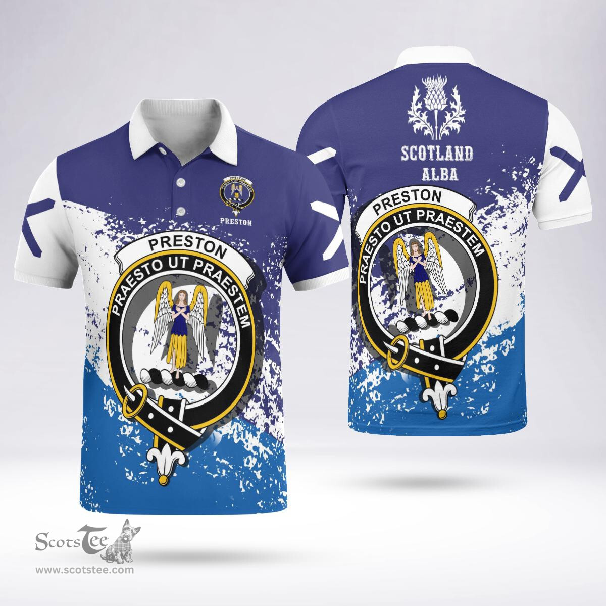 Scottish Preston Clan Crest Scotland Polo Shirt - Tartan Plaid Polo Shirt Scottish Plaid Tartan Plaid - ScotsTee - scotstee.com