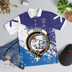 Scottish Heron Clan Crest Scotland Polo Shirt - Tartan Plaid Polo Shirt Scottish Plaid Tartan Plaid - ScotsTee - scotstee.com