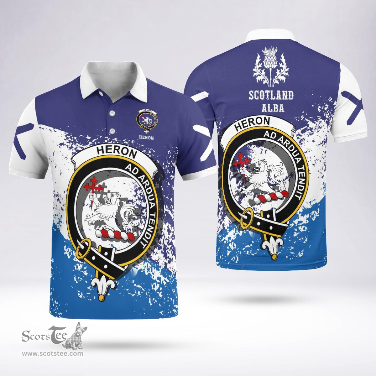 Scottish Heron Clan Crest Scotland Polo Shirt - Tartan Plaid Polo Shirt Scottish Plaid Tartan Plaid - ScotsTee - scotstee.com