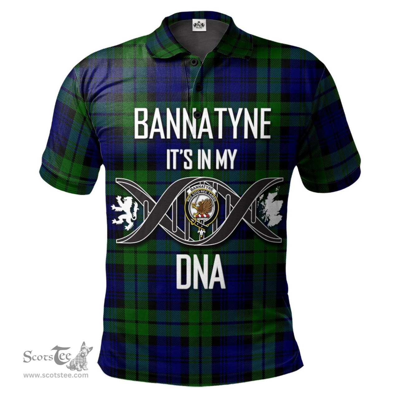 Scottish Bannatyne Clan It's In My DNA - DNA In Me Crest Tartan Polo Shirt Scottish Plaid Tartan Plaid - ScotsTee - scotstee.com