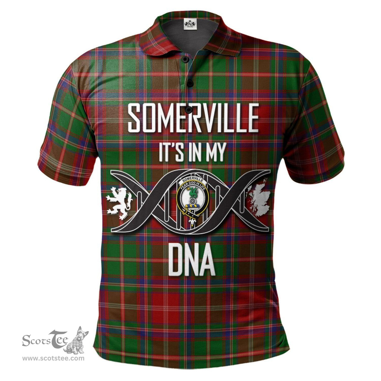 Scottish Somerville Clan It's In My DNA - DNA In Me Crest Tartan Polo Shirt Scottish Plaid Tartan Plaid - ScotsTee - scotstee.com
