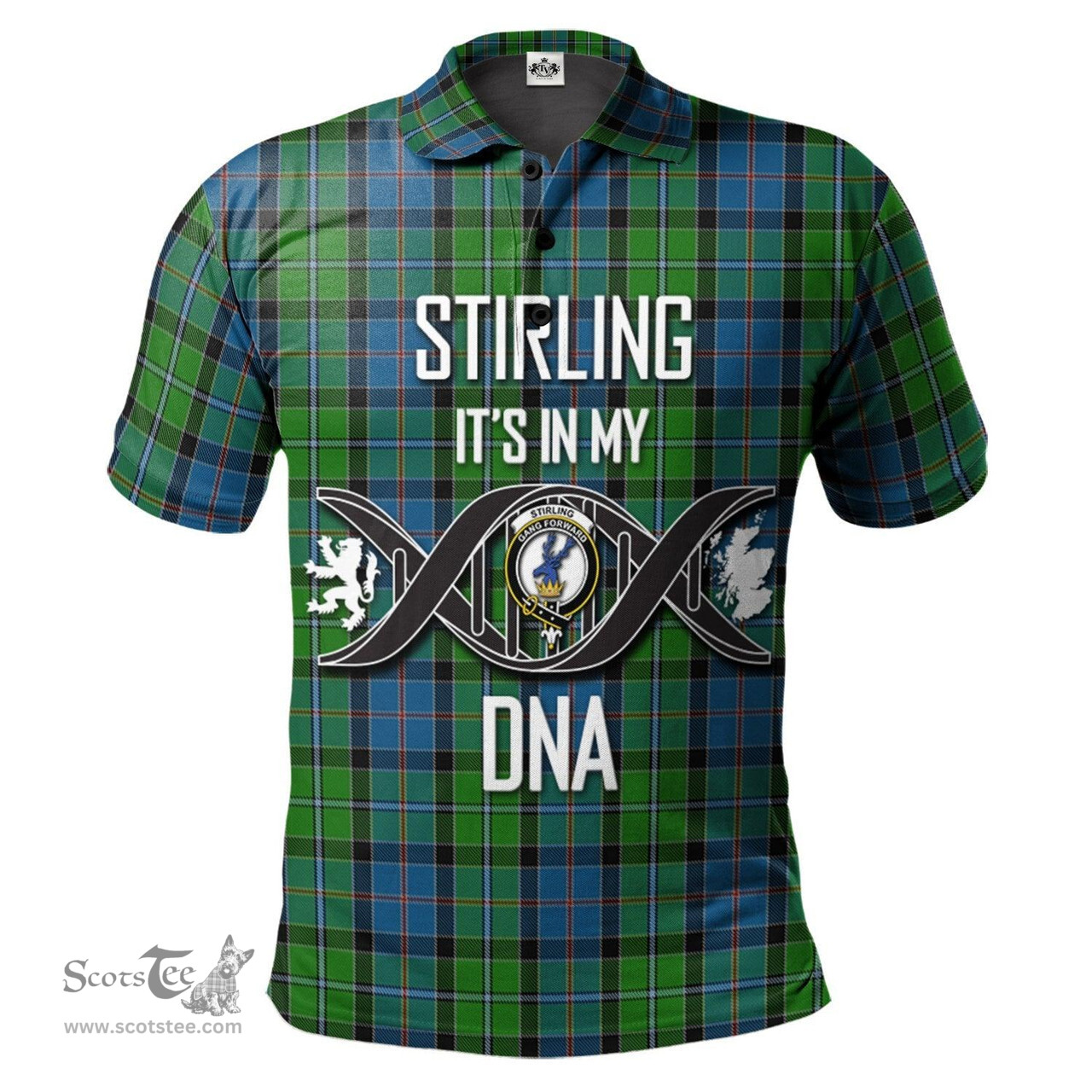 Scottish Stirling Clan It's In My DNA - DNA In Me Crest Tartan Polo Shirt Scottish Plaid Tartan Plaid - ScotsTee - scotstee.com