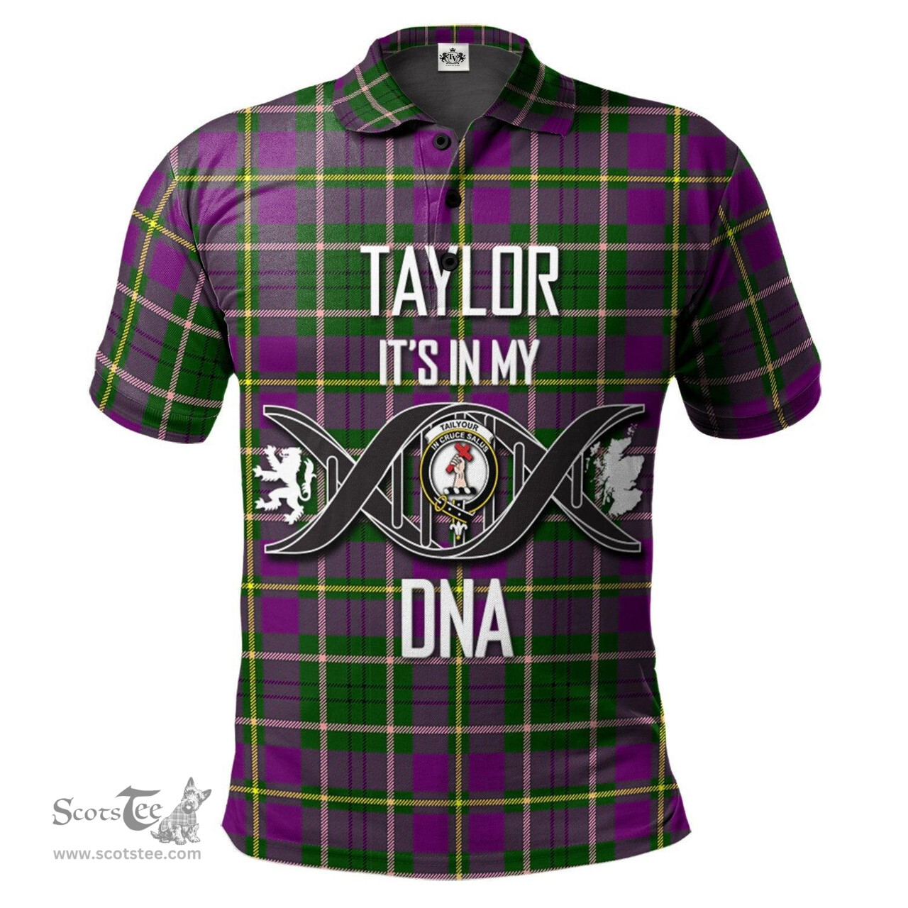 Scottish Taylor Clan It's In My DNA - DNA In Me Crest Tartan Polo Shirt Scottish Plaid Tartan Plaid - ScotsTee - scotstee.com