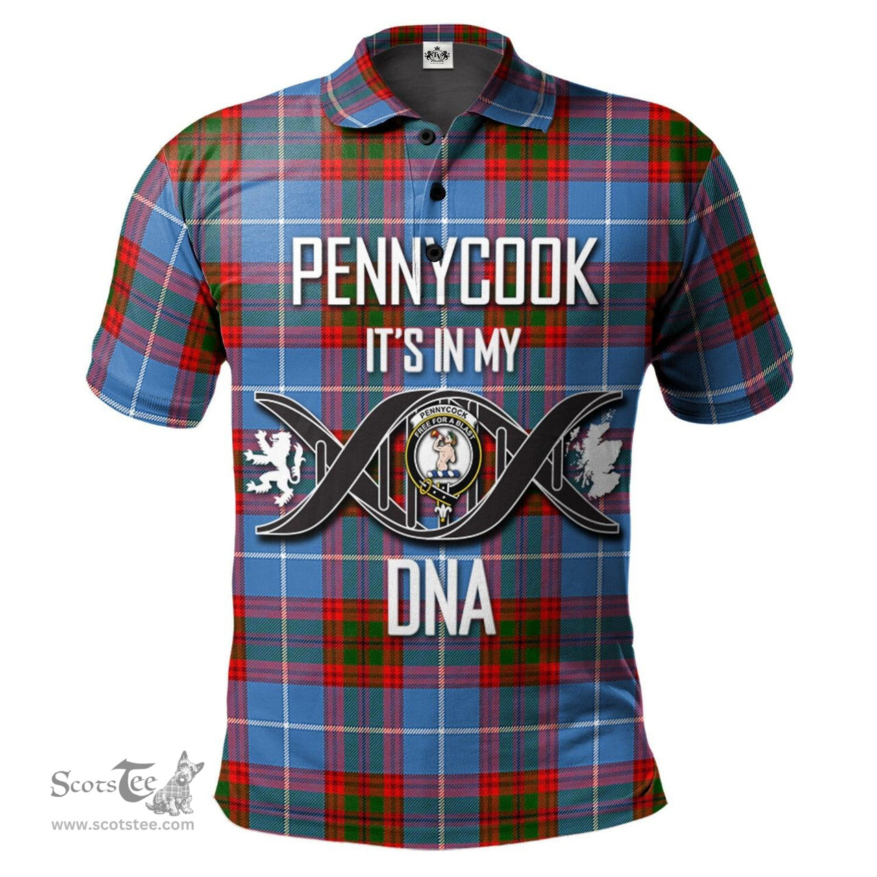Scottish Pennycook Clan It's In My DNA - DNA In Me Crest Tartan Polo Shirt Scottish Plaid Tartan Plaid - ScotsTee - scotstee.com