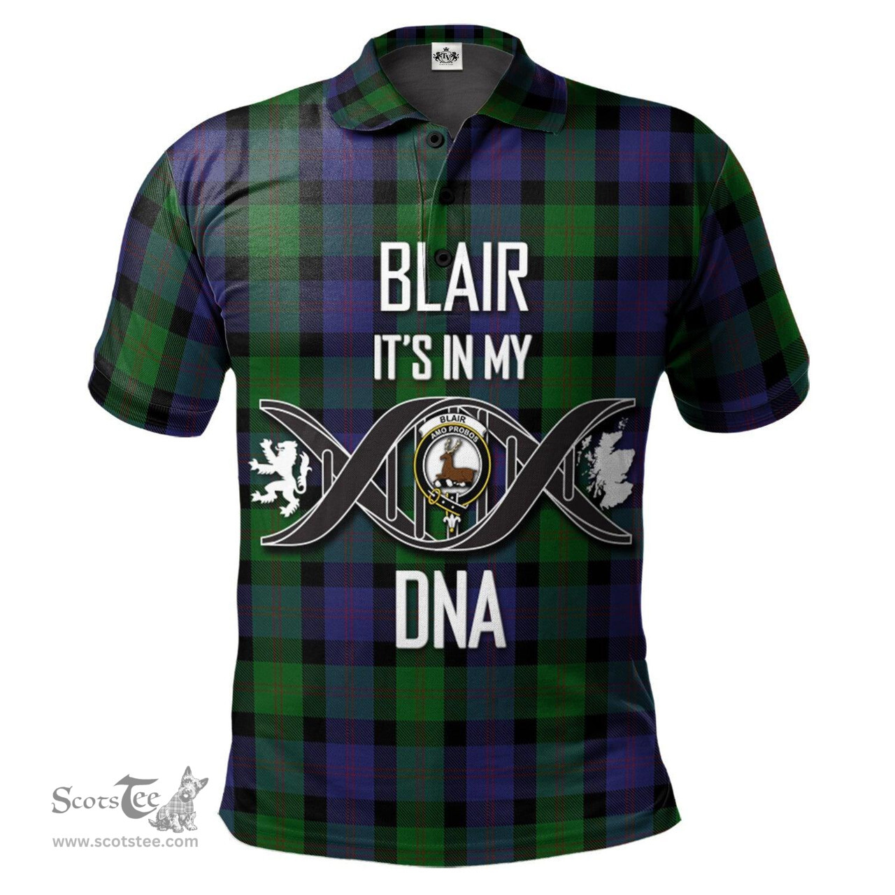 Scottish Blair Clan It's In My DNA - DNA In Me Crest Tartan Polo Shirt Scottish Plaid Tartan Plaid - ScotsTee - scotstee.com