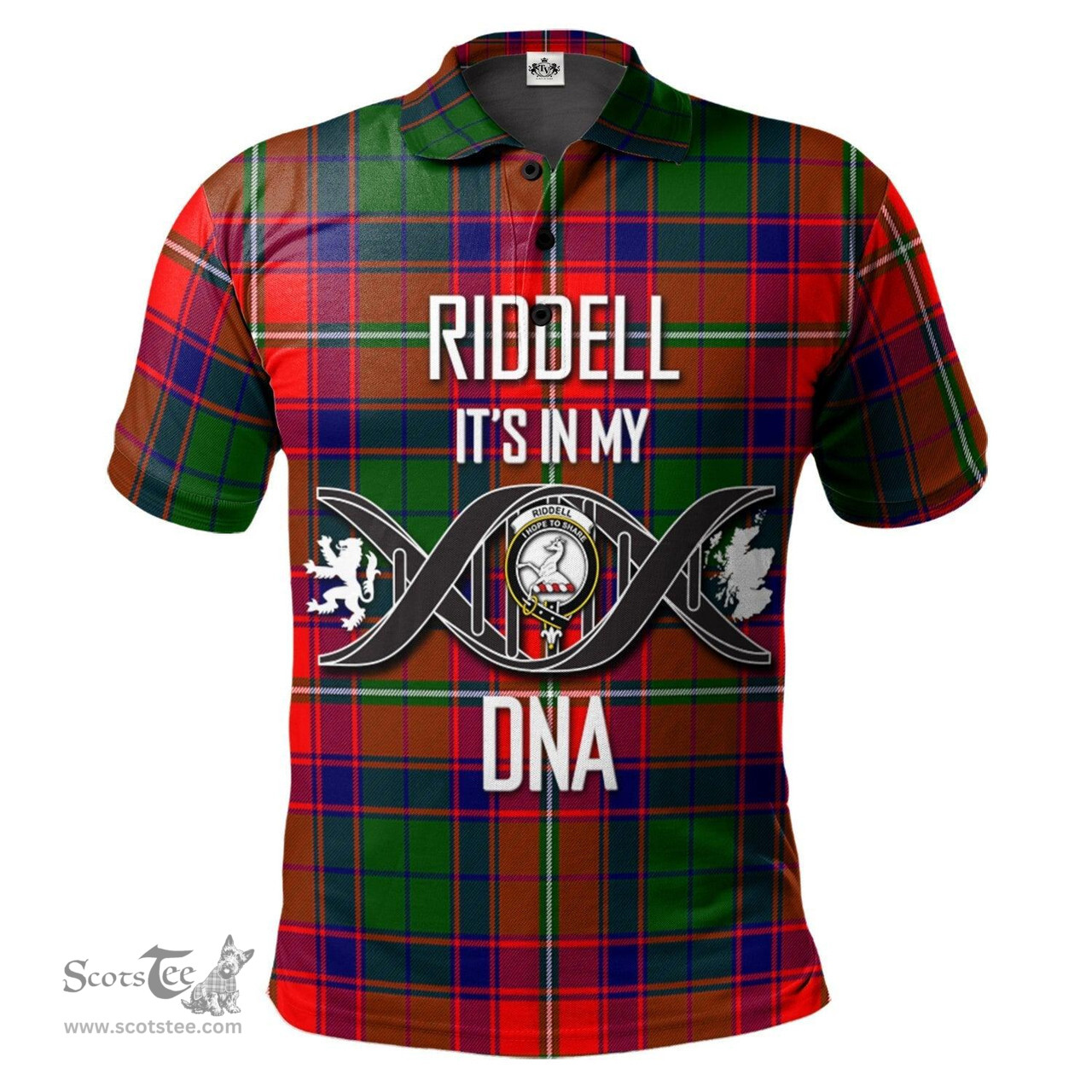 Scottish Riddell Clan It's In My DNA - DNA In Me Crest Tartan Polo Shirt Scottish Plaid Tartan Plaid - ScotsTee - scotstee.com