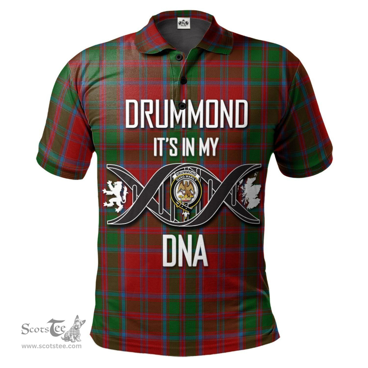 Scottish Drummond Clan It's In My DNA - DNA In Me Crest Tartan Polo Shirt Scottish Plaid Tartan Plaid - ScotsTee - scotstee.com