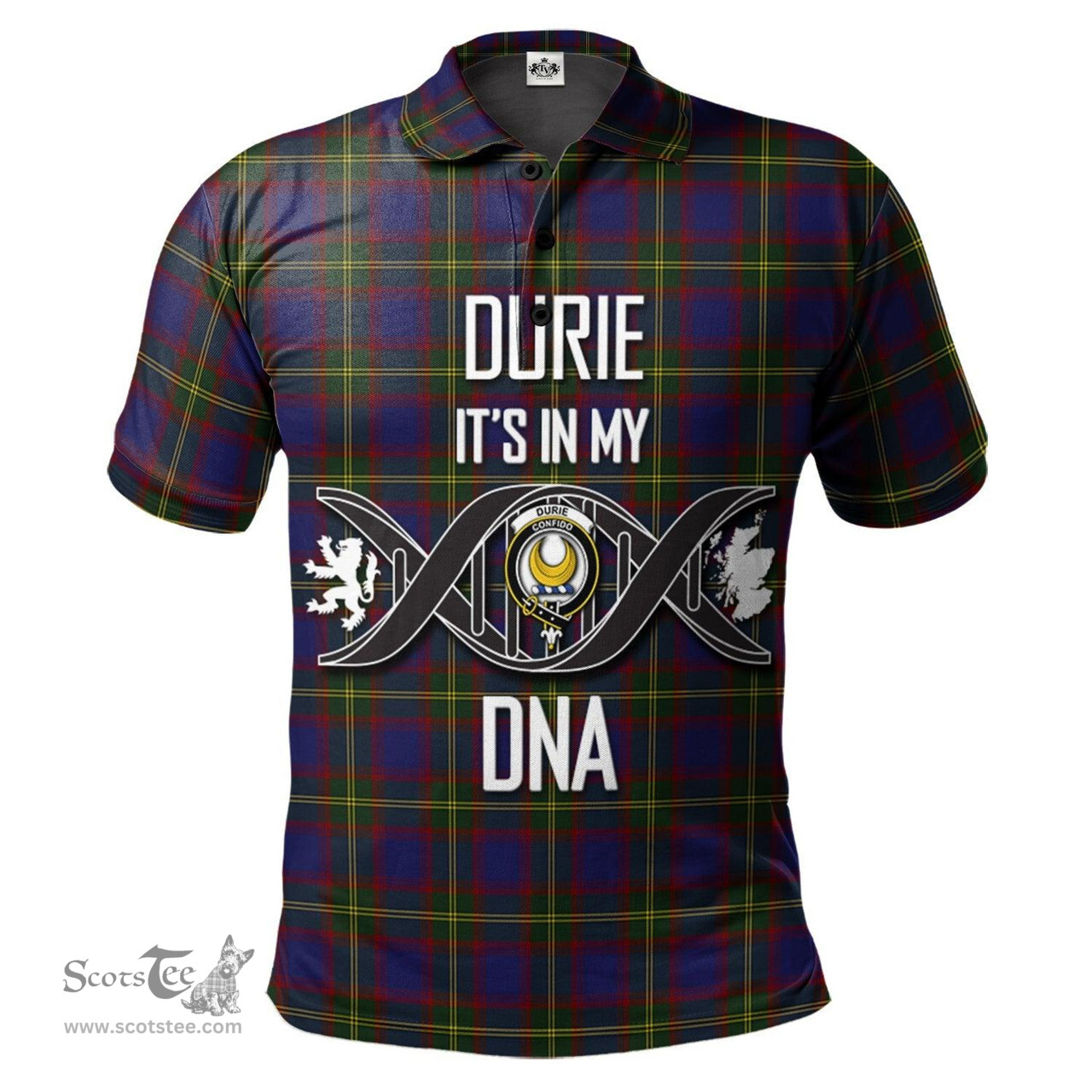 Scottish Durie Clan It's In My DNA - DNA In Me Crest Tartan Polo Shirt Scottish Plaid Tartan Plaid - ScotsTee - scotstee.com