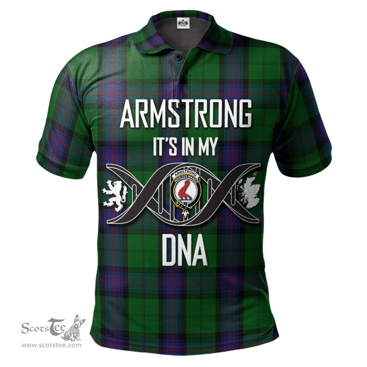 Scottish Armstrong Clan It's In My DNA - DNA In Me Crest Tartan Polo Shirt Scottish Plaid Tartan Plaid - ScotsTee - scotstee.com