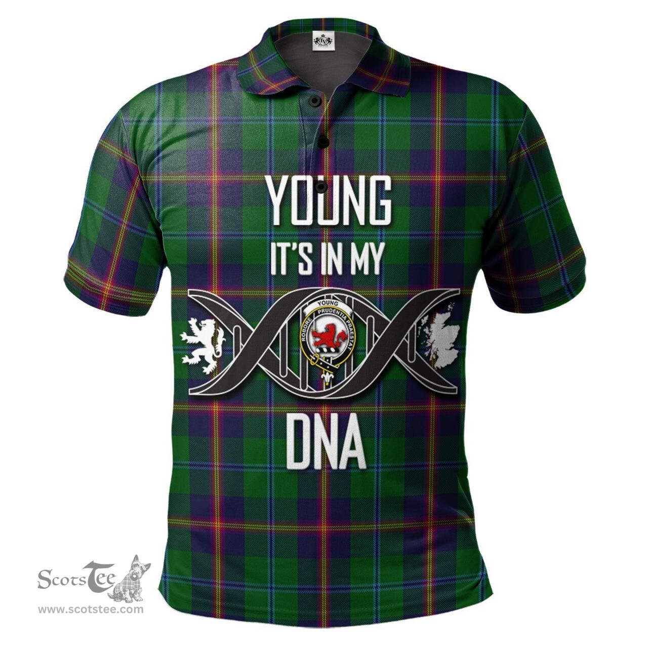 Scottish Young Clan It's In My DNA - DNA In Me Crest Tartan Polo Shirt Scottish Plaid Tartan Plaid - ScotsTee - scotstee.com