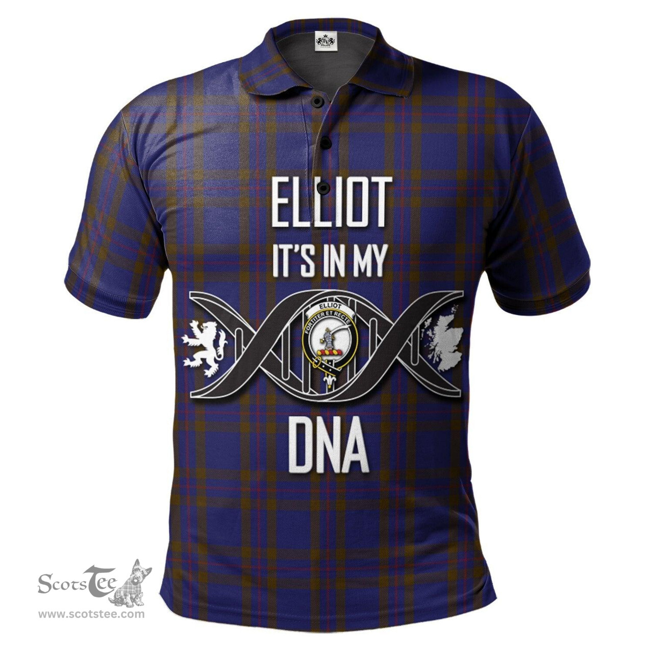 Scottish Elliot Clan It's In My DNA - DNA In Me Crest Tartan Polo Shirt Scottish Plaid Tartan Plaid - ScotsTee - scotstee.com