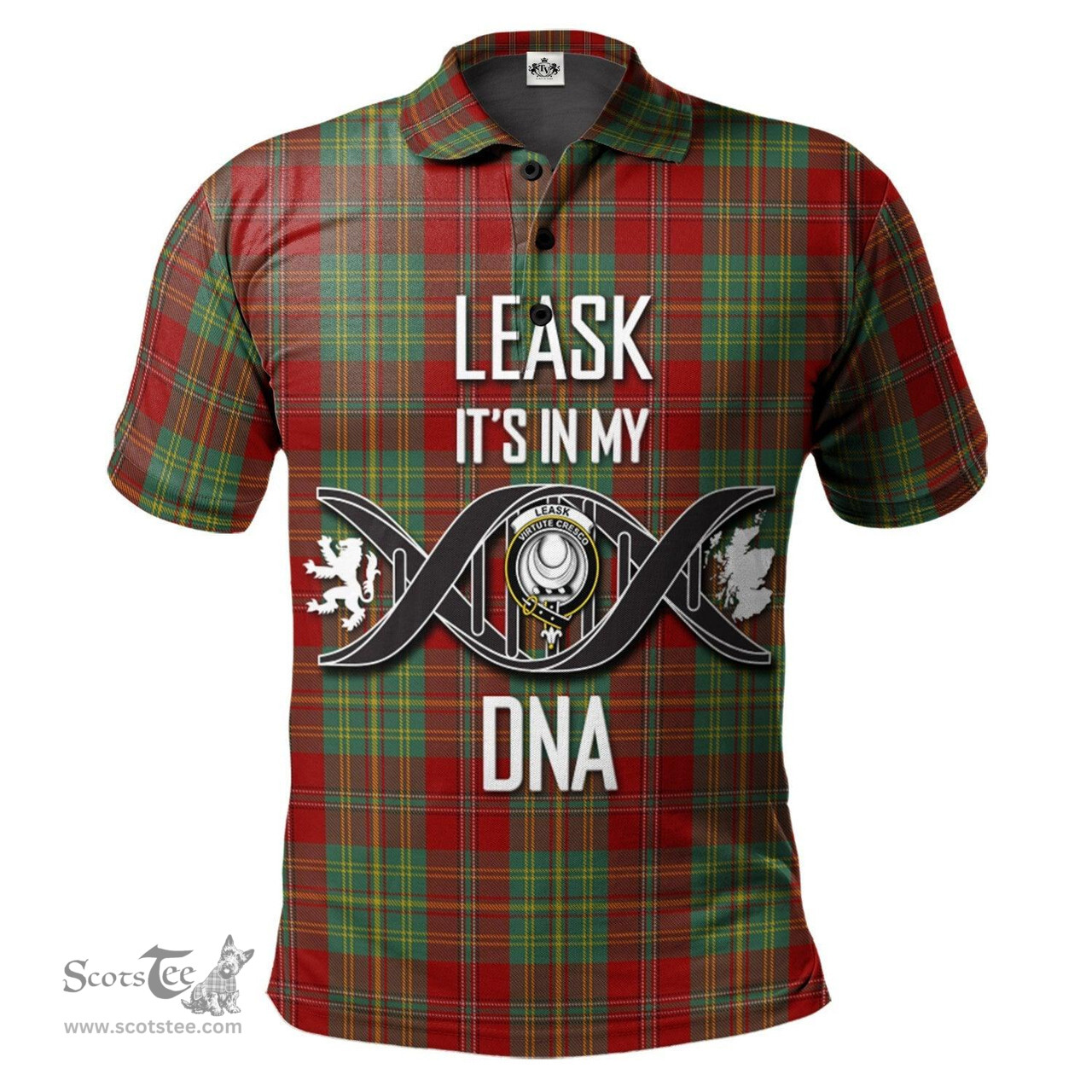 Scottish Leask Clan It's In My DNA - DNA In Me Crest Tartan Polo Shirt Scottish Plaid Tartan Plaid - ScotsTee - scotstee.com