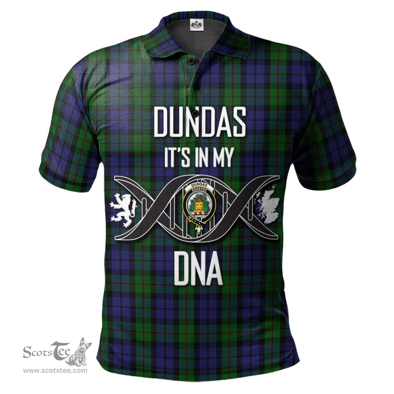 Scottish Dundas Clan It's In My DNA - DNA In Me Crest Tartan Polo Shirt Scottish Plaid Tartan Plaid - ScotsTee - scotstee.com