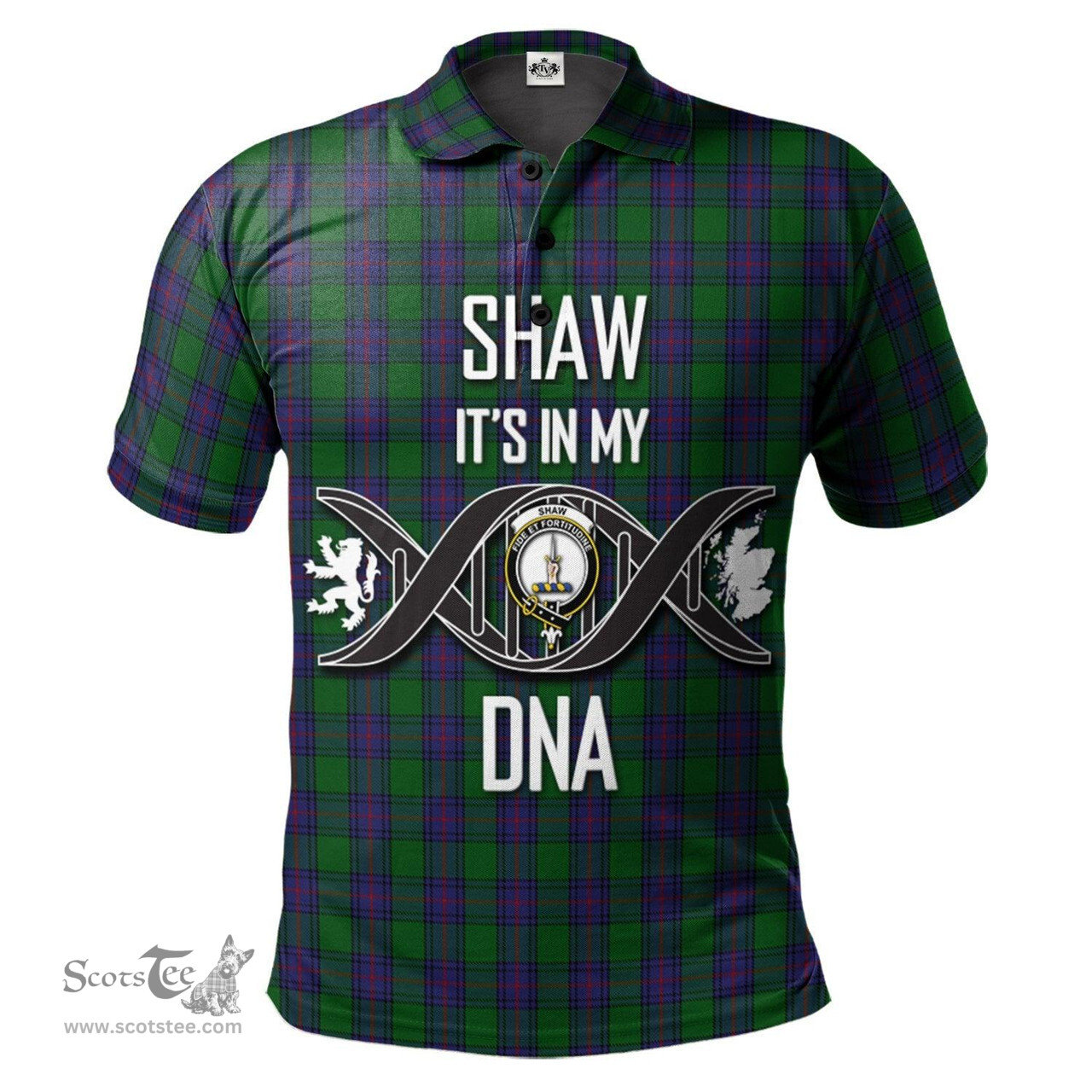 Scottish Shaw Clan It's In My DNA - DNA In Me Crest Tartan Polo Shirt Scottish Plaid Tartan Plaid - ScotsTee - scotstee.com