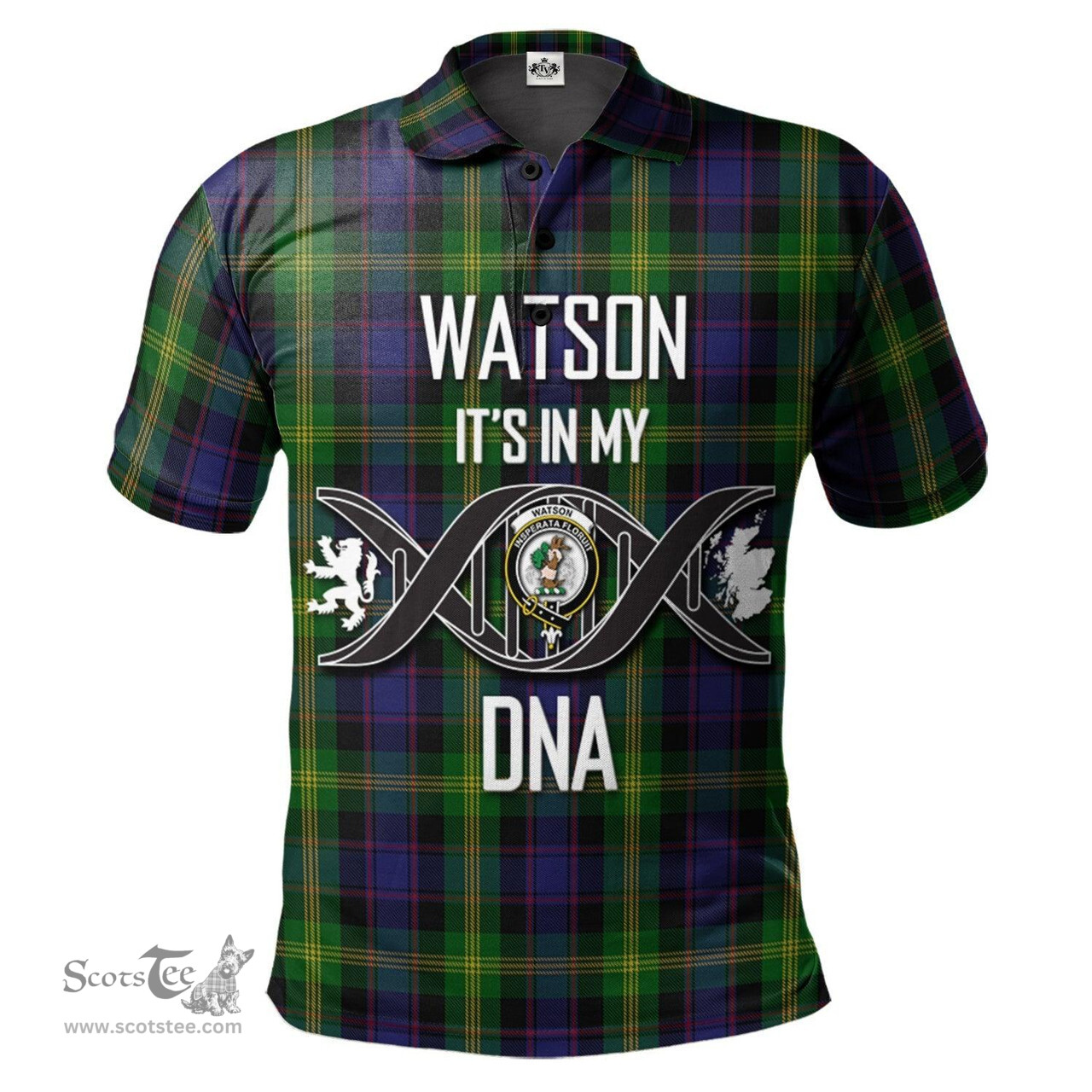 Scottish Watson Clan It's In My DNA - DNA In Me Crest Tartan Polo Shirt Scottish Plaid Tartan Plaid - ScotsTee - scotstee.com