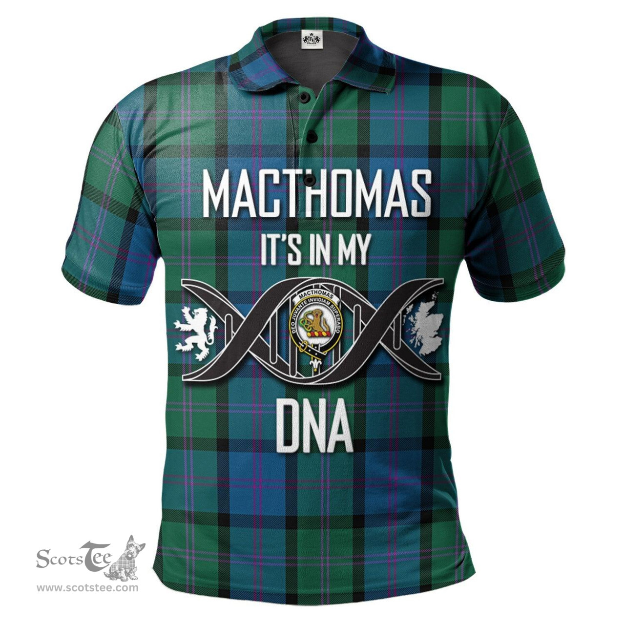 Scottish MacThomas Clan It's In My DNA - DNA In Me Crest Tartan Polo Shirt Scottish Plaid Tartan Plaid - ScotsTee - scotstee.com