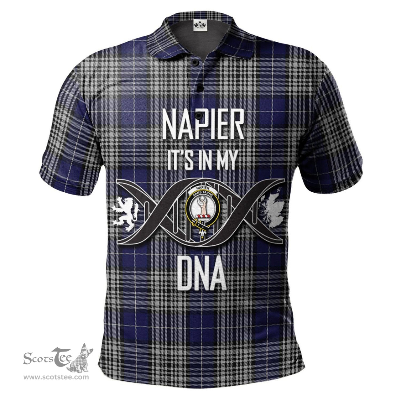 Scottish Napier Clan It's In My DNA - DNA In Me Crest Tartan Polo Shirt Scottish Plaid Tartan Plaid - ScotsTee - scotstee.com