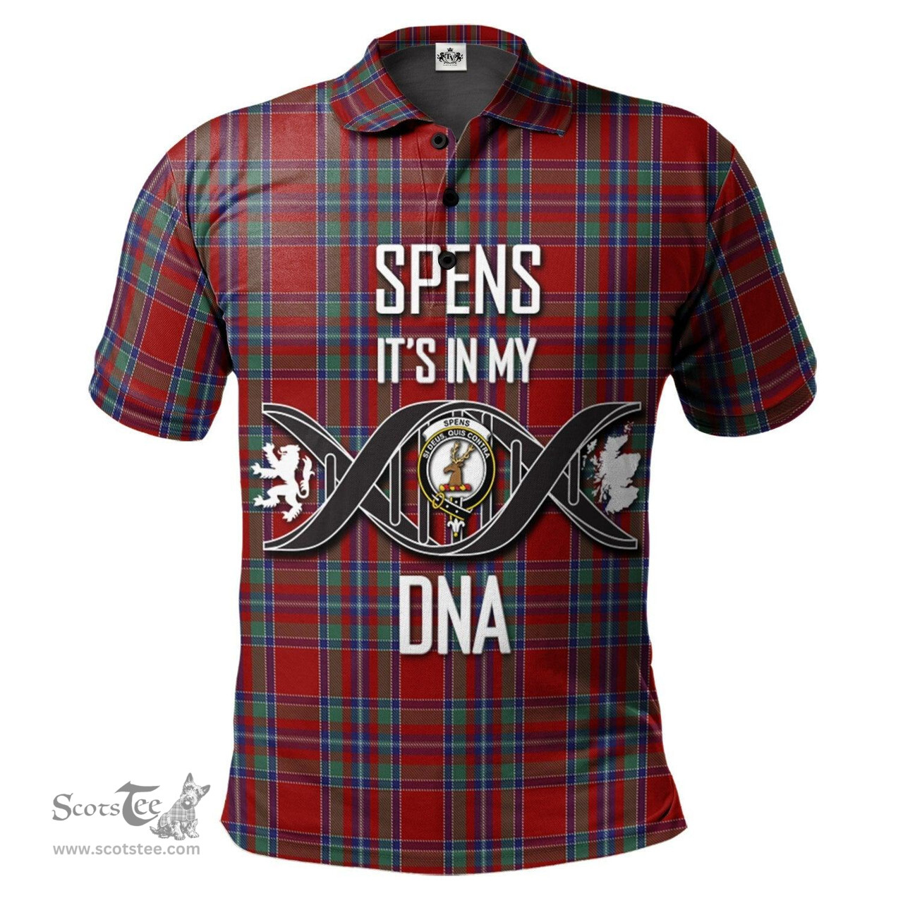 Scottish Spens Clan It's In My DNA - DNA In Me Crest Tartan Polo Shirt Scottish Plaid Tartan Plaid - ScotsTee - scotstee.com