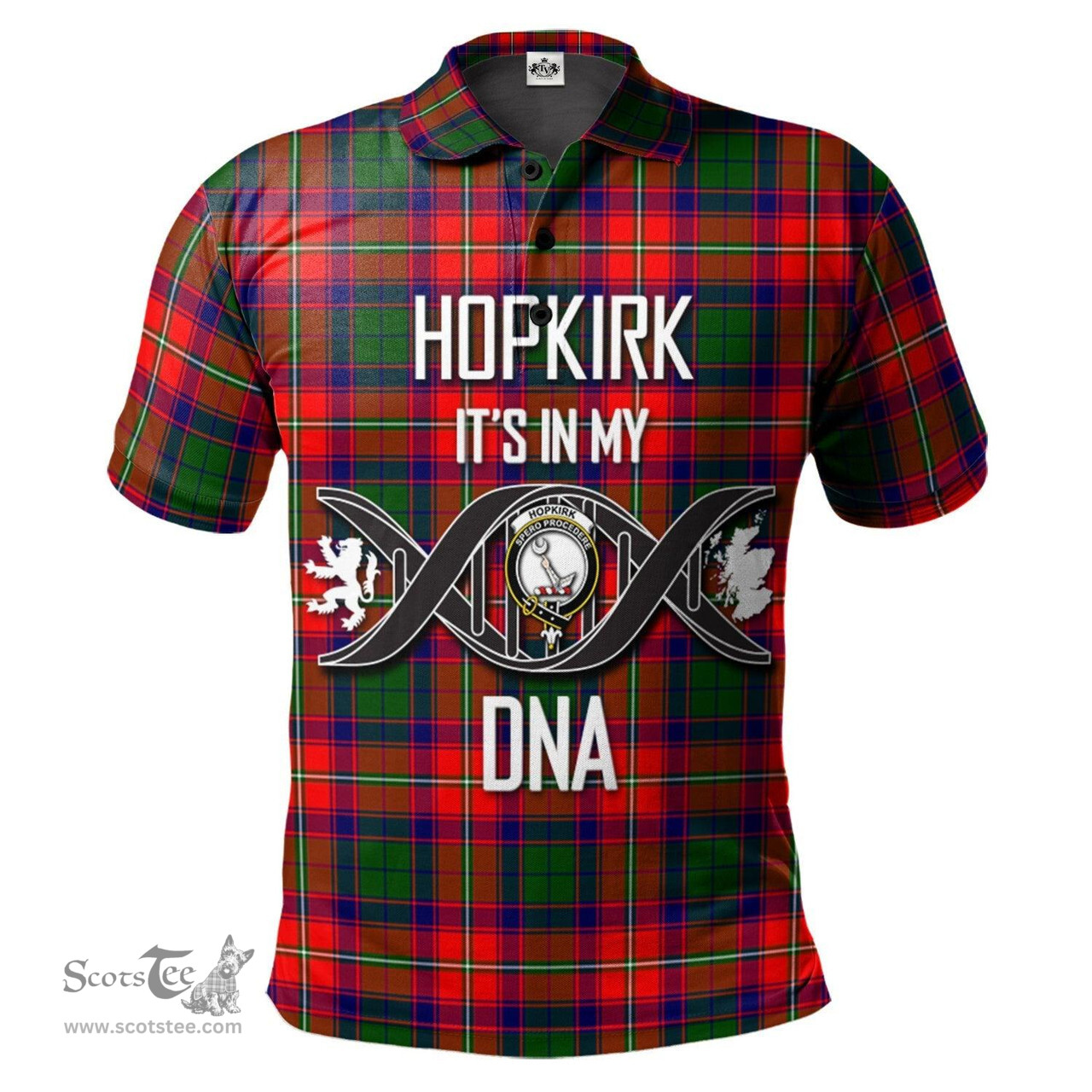 Scottish Hopkirk Clan It's In My DNA - DNA In Me Crest Tartan Polo Shirt Scottish Plaid Tartan Plaid - ScotsTee - scotstee.com