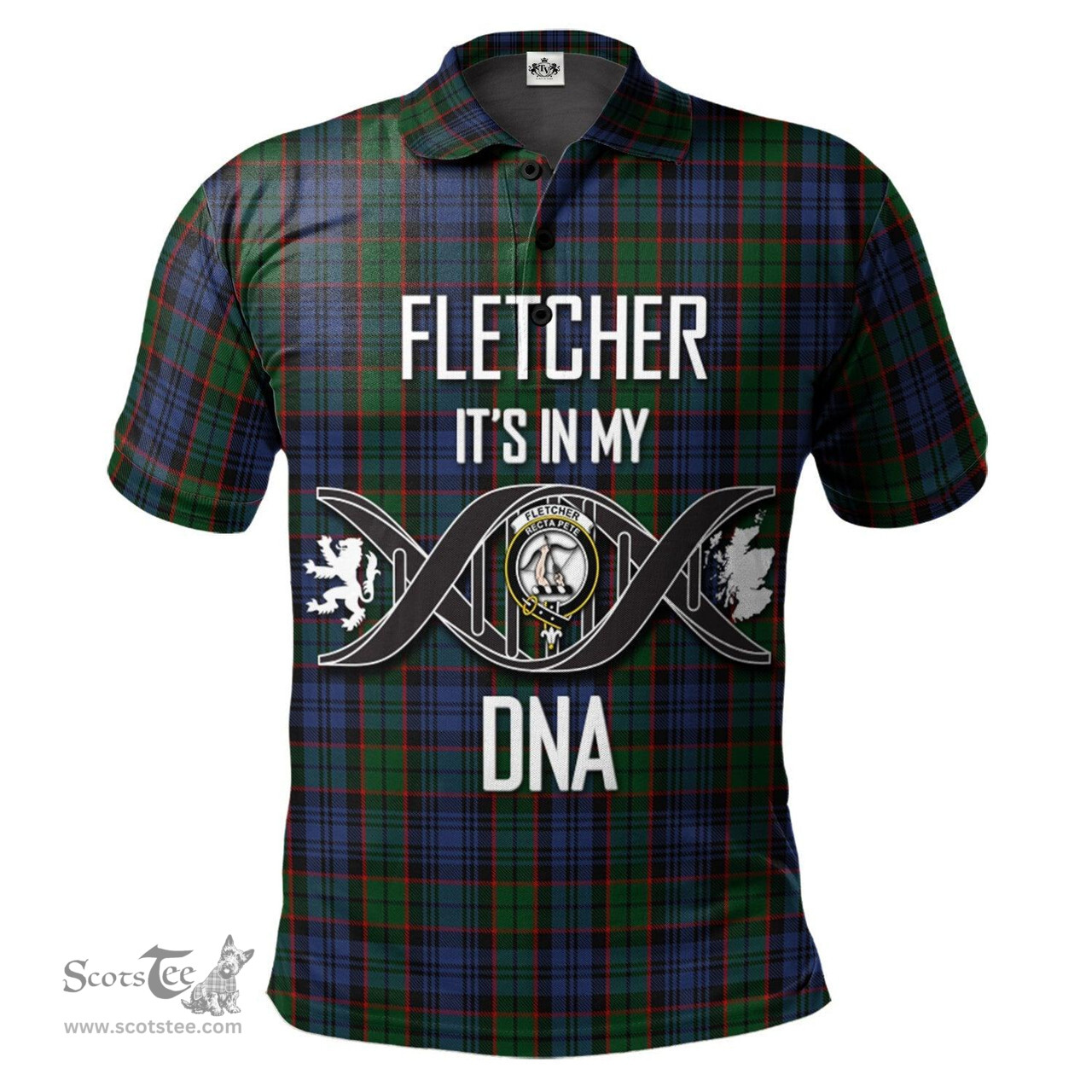 Scottish Fletcher Clan It's In My DNA - DNA In Me Crest Tartan Polo Shirt Scottish Plaid Tartan Plaid - ScotsTee - scotstee.com