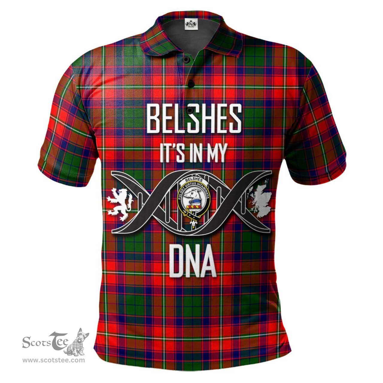 Scottish Belshes Clan It's In My DNA - DNA In Me Crest Tartan Polo Shirt Scottish Plaid Tartan Plaid - ScotsTee - scotstee.com
