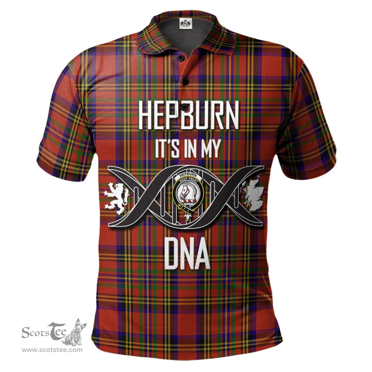 Scottish Hepburn Clan It's In My DNA - DNA In Me Crest Tartan Polo Shirt Scottish Plaid Tartan Plaid - ScotsTee - scotstee.com